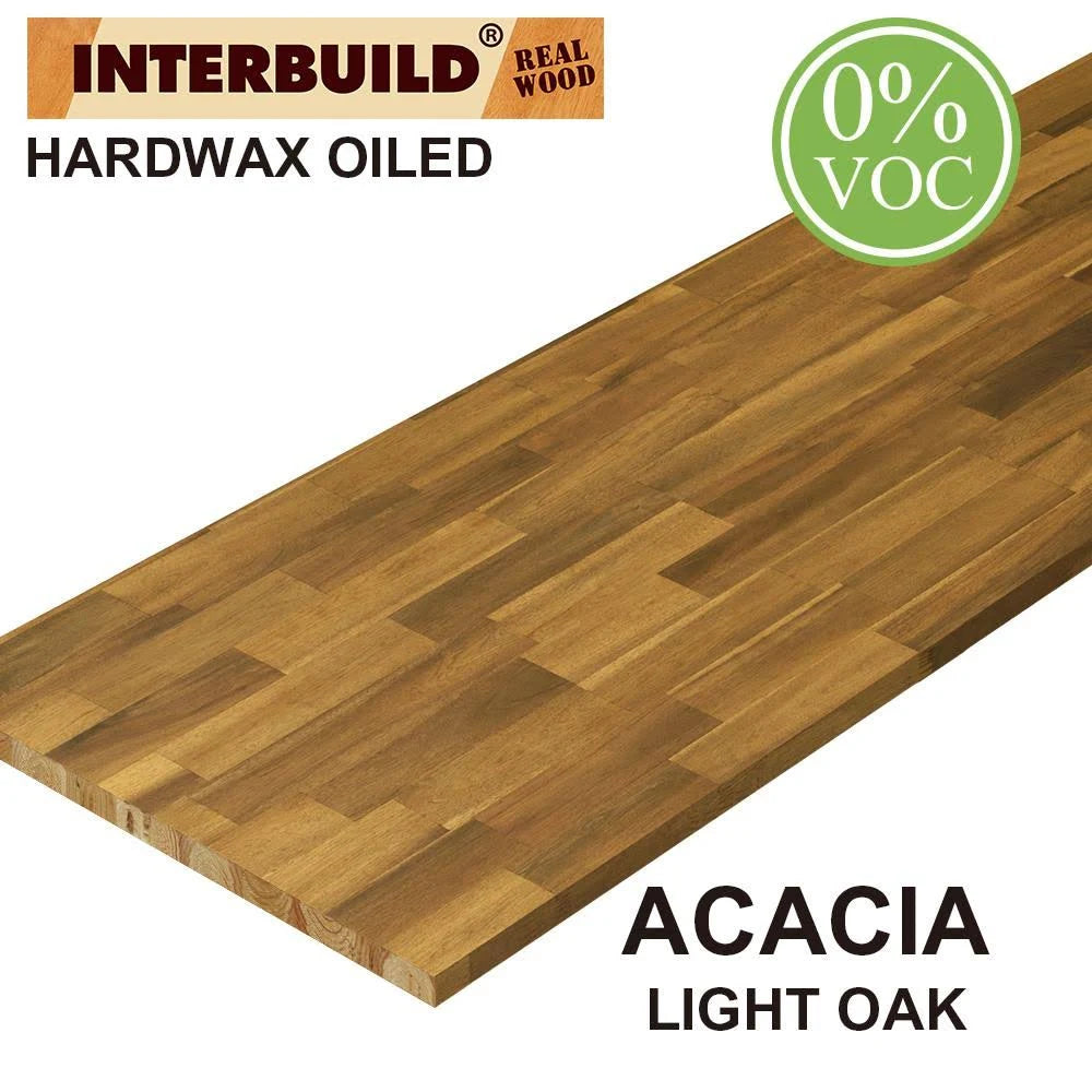 Acacia 6 ft. L x 25 in. D x 1.5 in. T Butcher Block Countertop in Light Oak Stain H42541
