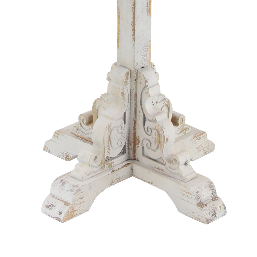 White Wood Accent Table with Brown Wood Top A12157
