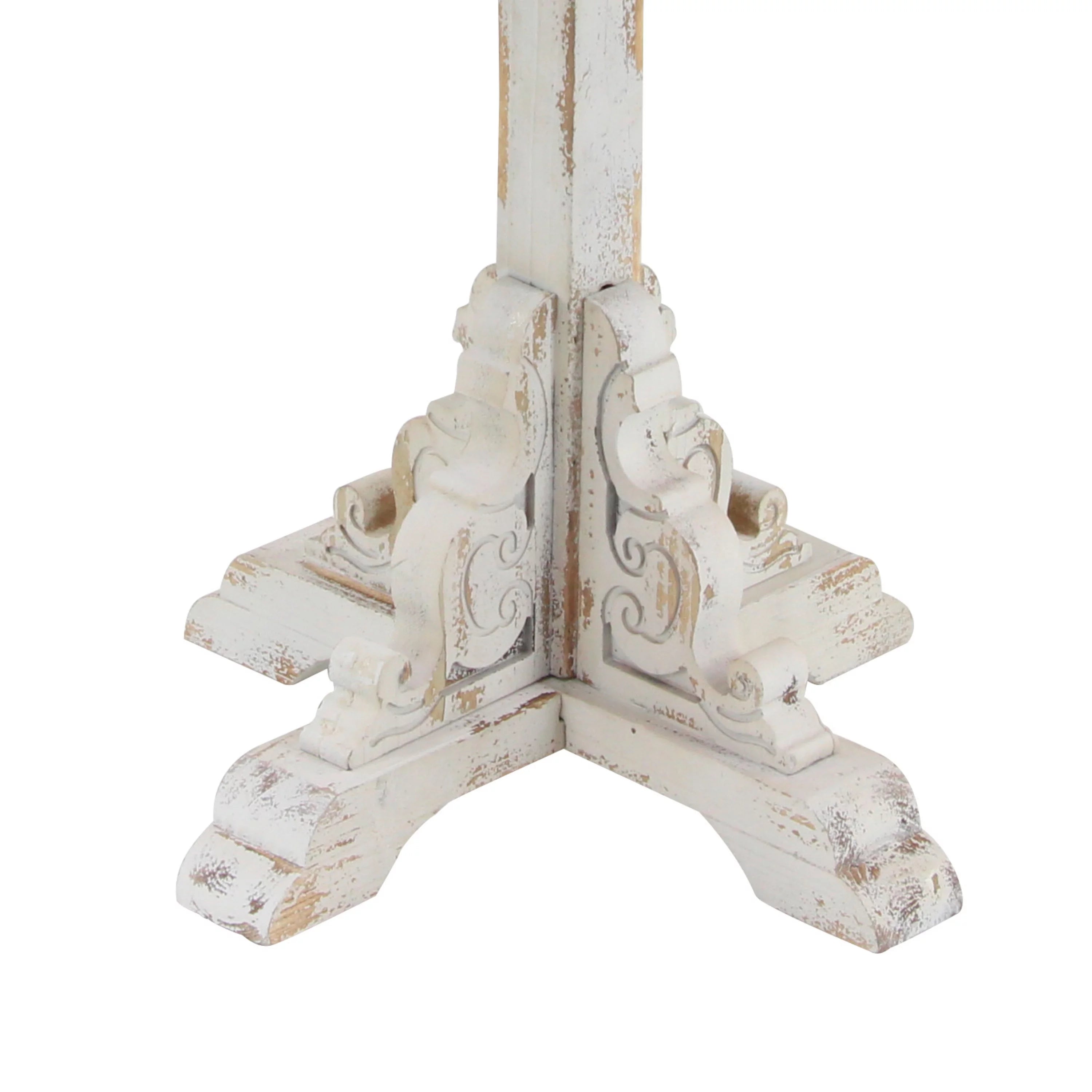 White Wood Accent Table with Brown Wood Top A12157