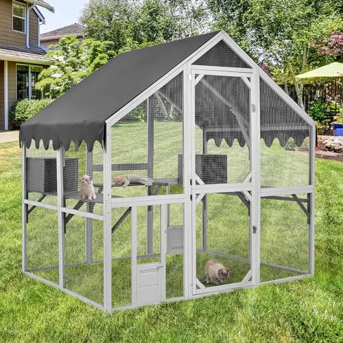Gray Wooden Cat Enclosure 74”x57”x74” X328