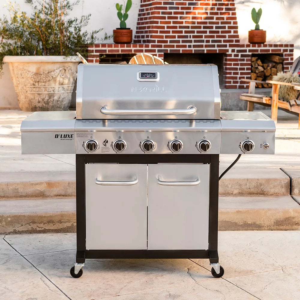 5-Burner Propane Gas Grill with Side Table and Ceramic Searing Side Burner J704597