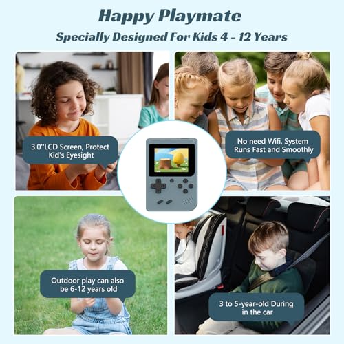 Gray Retro Handheld Games Console with 400 Video Games and 3.0 Inch IPS Screen I164