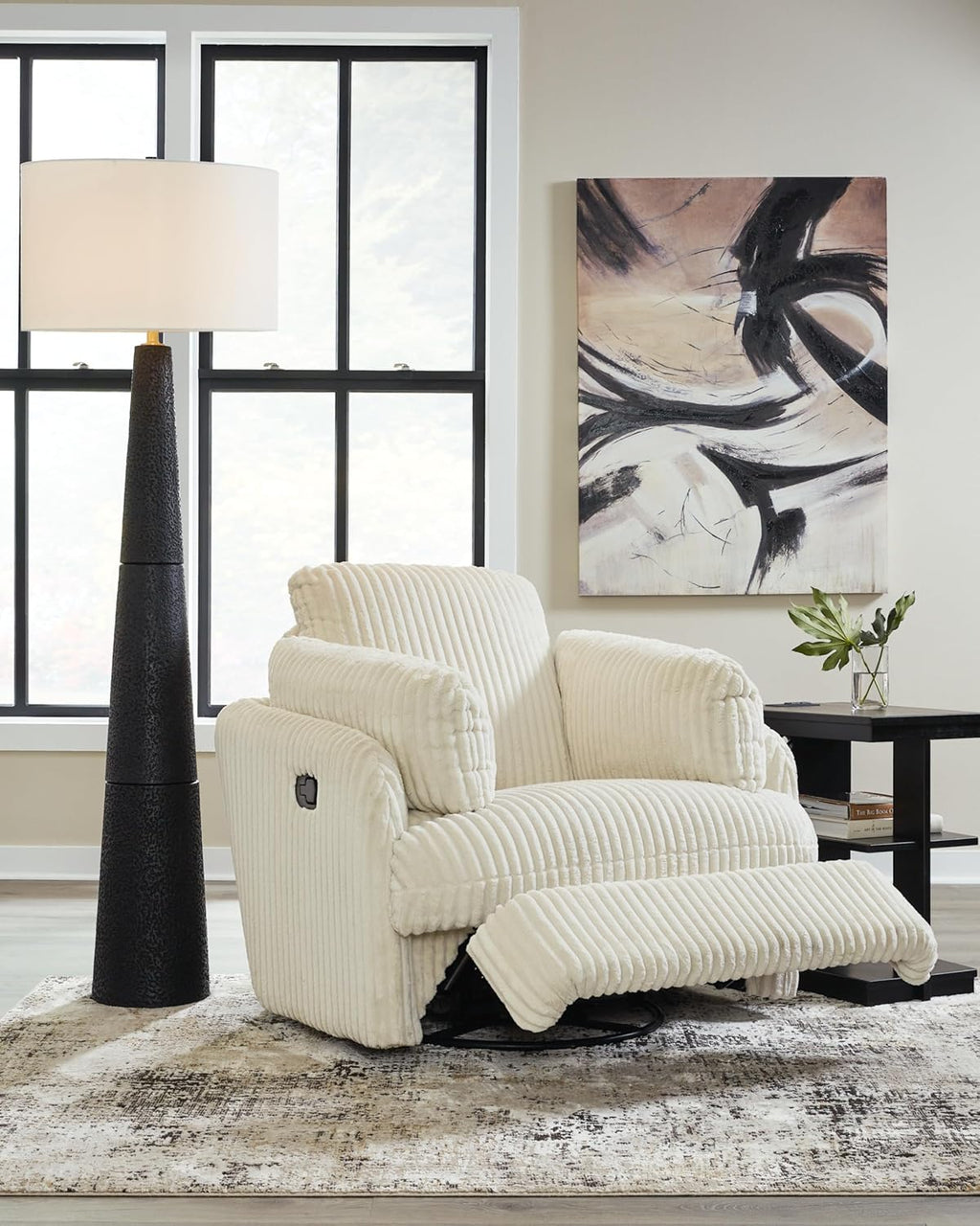 White Swivel Glider Recliner D915