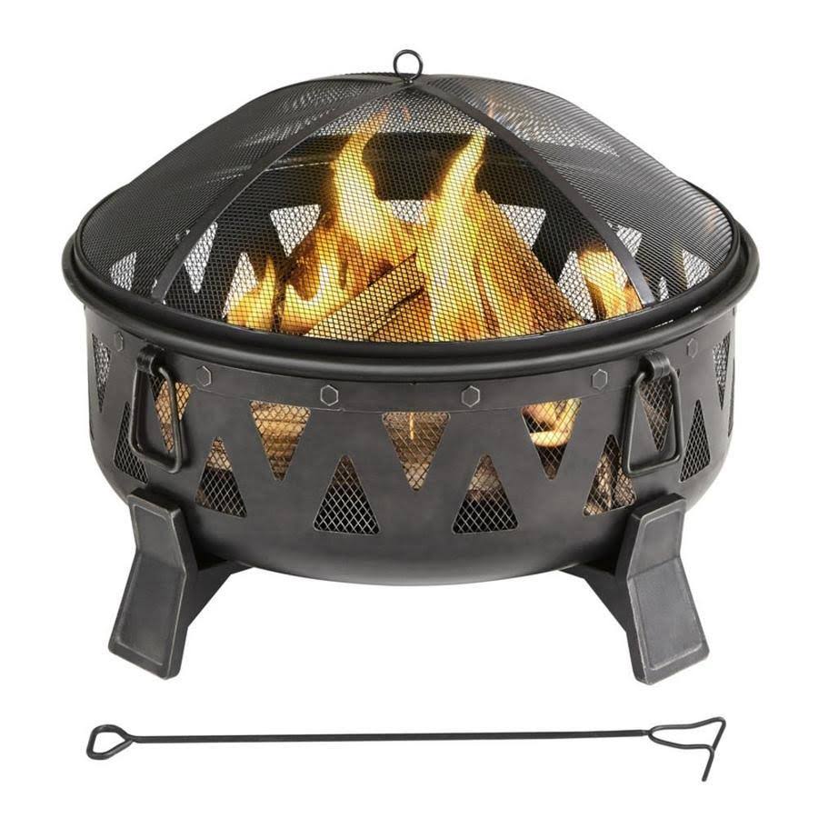 Antique Black Steel Wood-Burning Fire Pit N5392