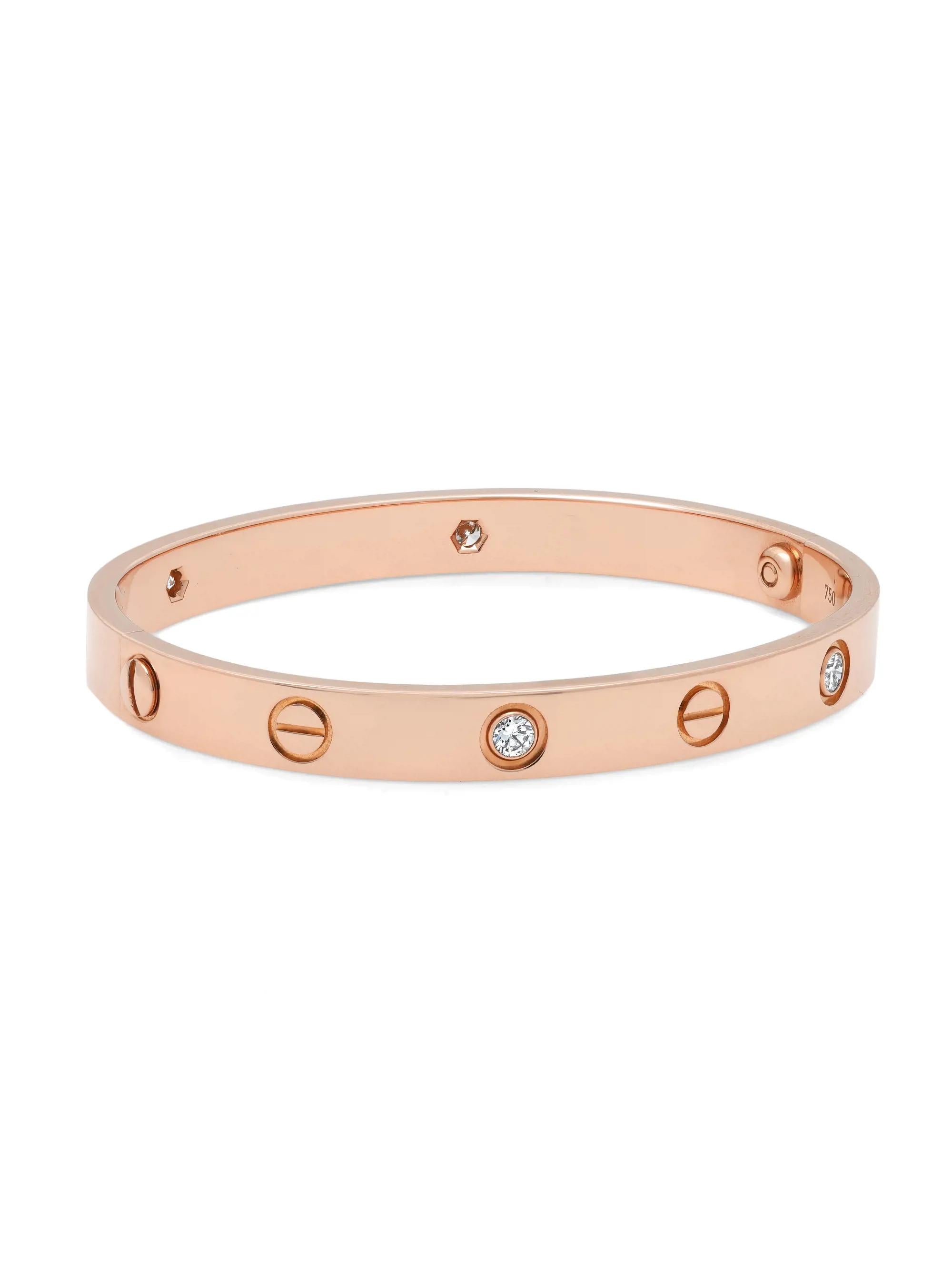 18K Rose Gold Bracelet with 4 Diamonds Size 18 B607