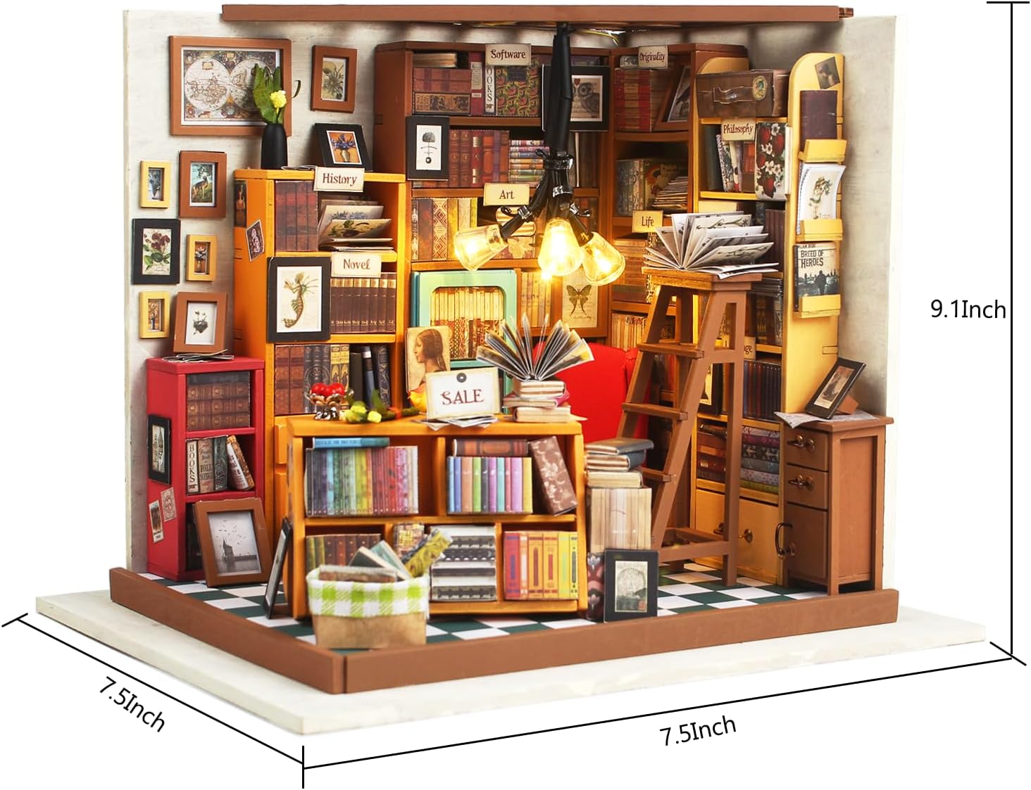 Miniature House Kit with Light and Dust Proof Wooden DIY Model House Kit L597