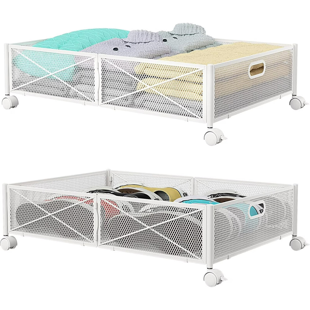Under Bed Storage Containers with Wheels, Metal Storage Containers -2PCK E45897