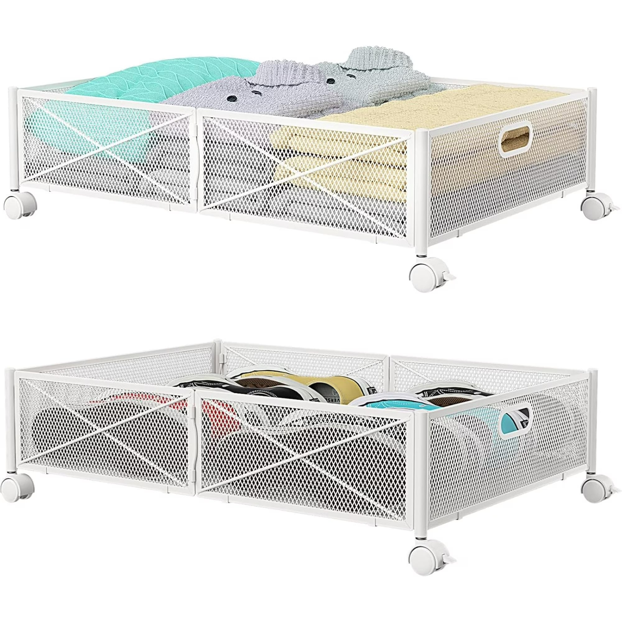 Under Bed Storage Containers with Wheels, Metal Storage Containers -2PCK E45897
