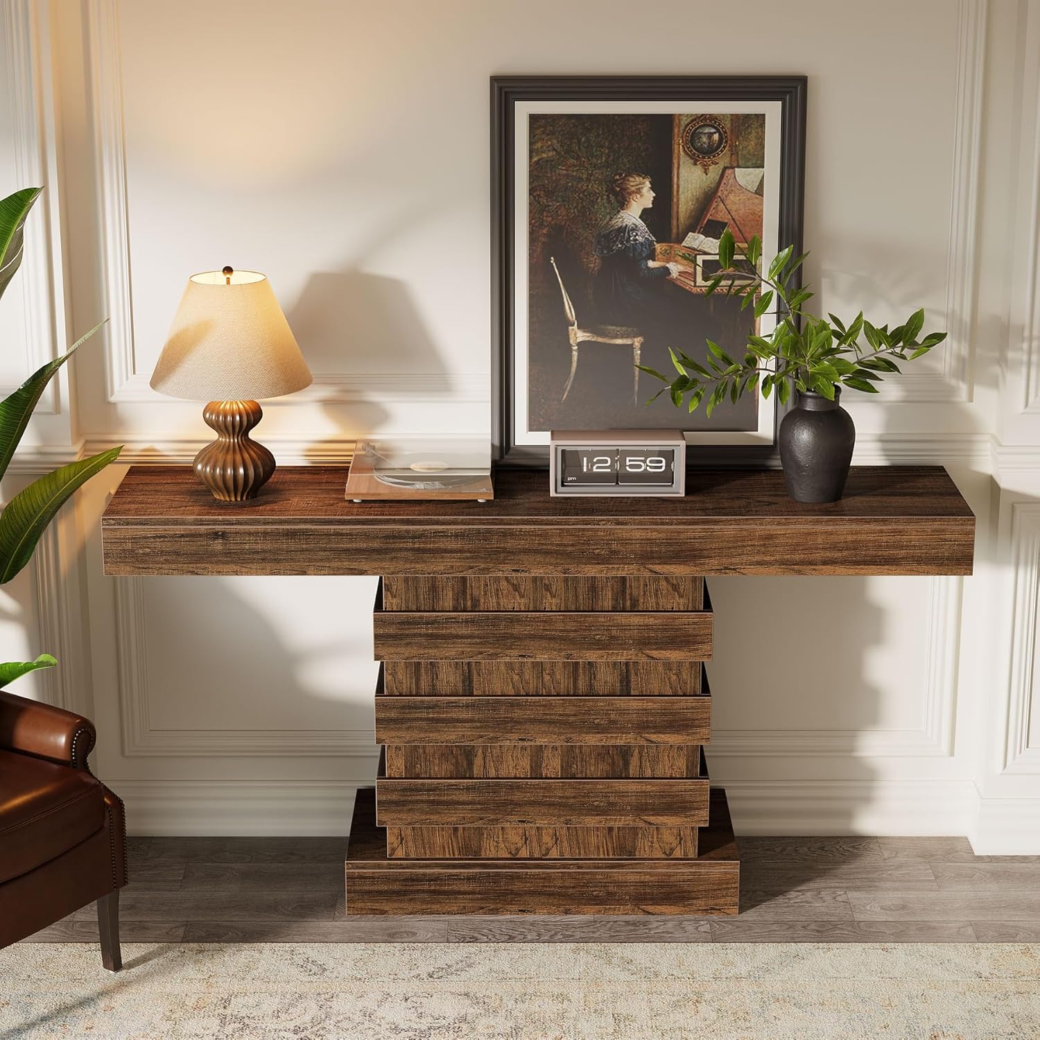 Rustic Brown 63-Inch Long Wooden Console Table T848537