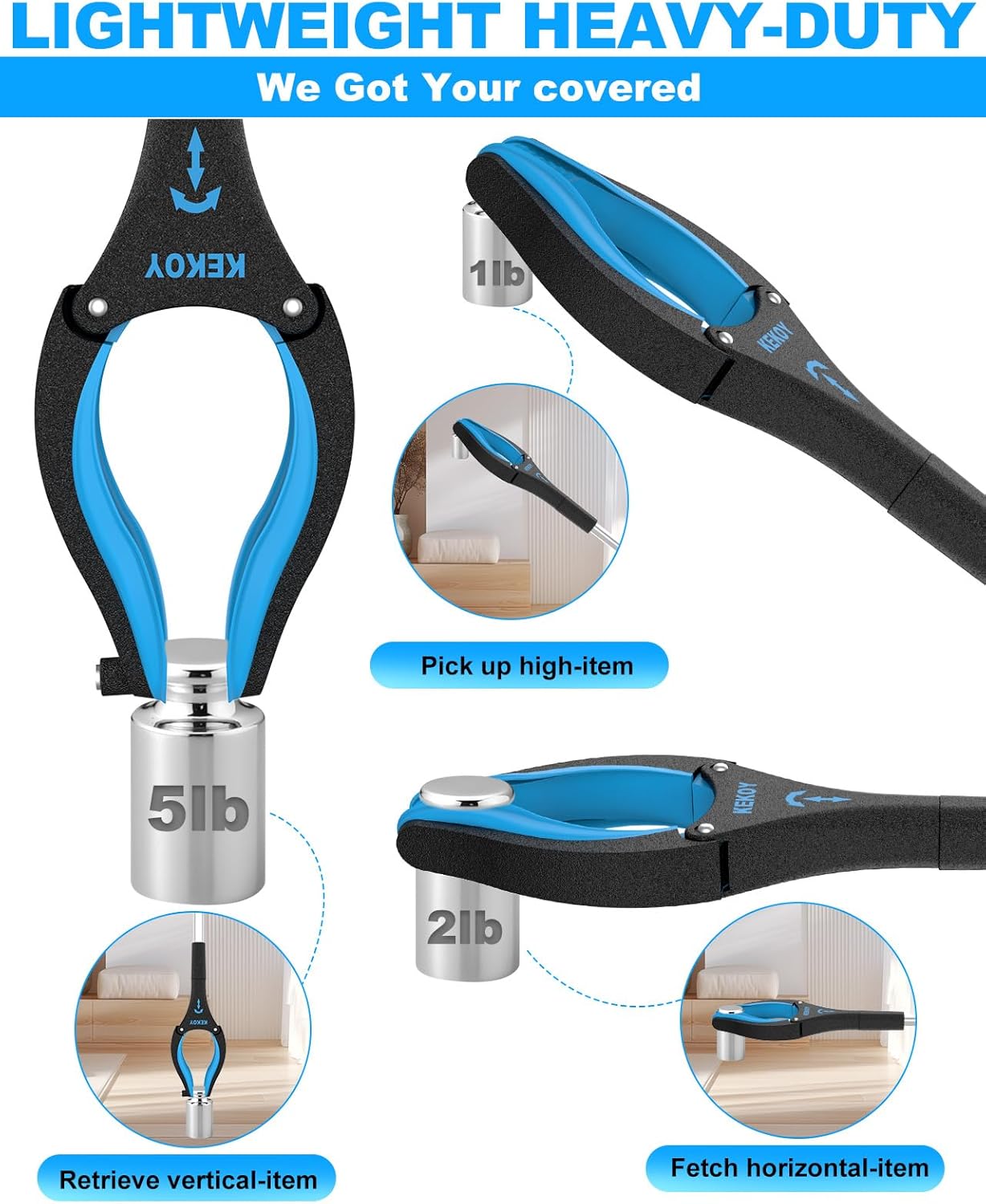 Anti-Slip Rotating Jaw Grabber Reacher Tool with Magnet Q2111