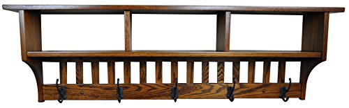 Oak Wood Wall Mounted Coat Rack with 4 Hooks U8762