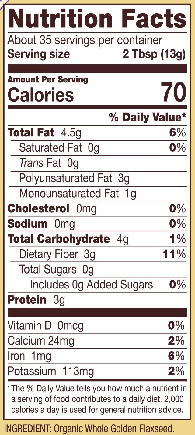 Organic Golden Flaxseed Meal, 16 oz (Pack of 3) H1744