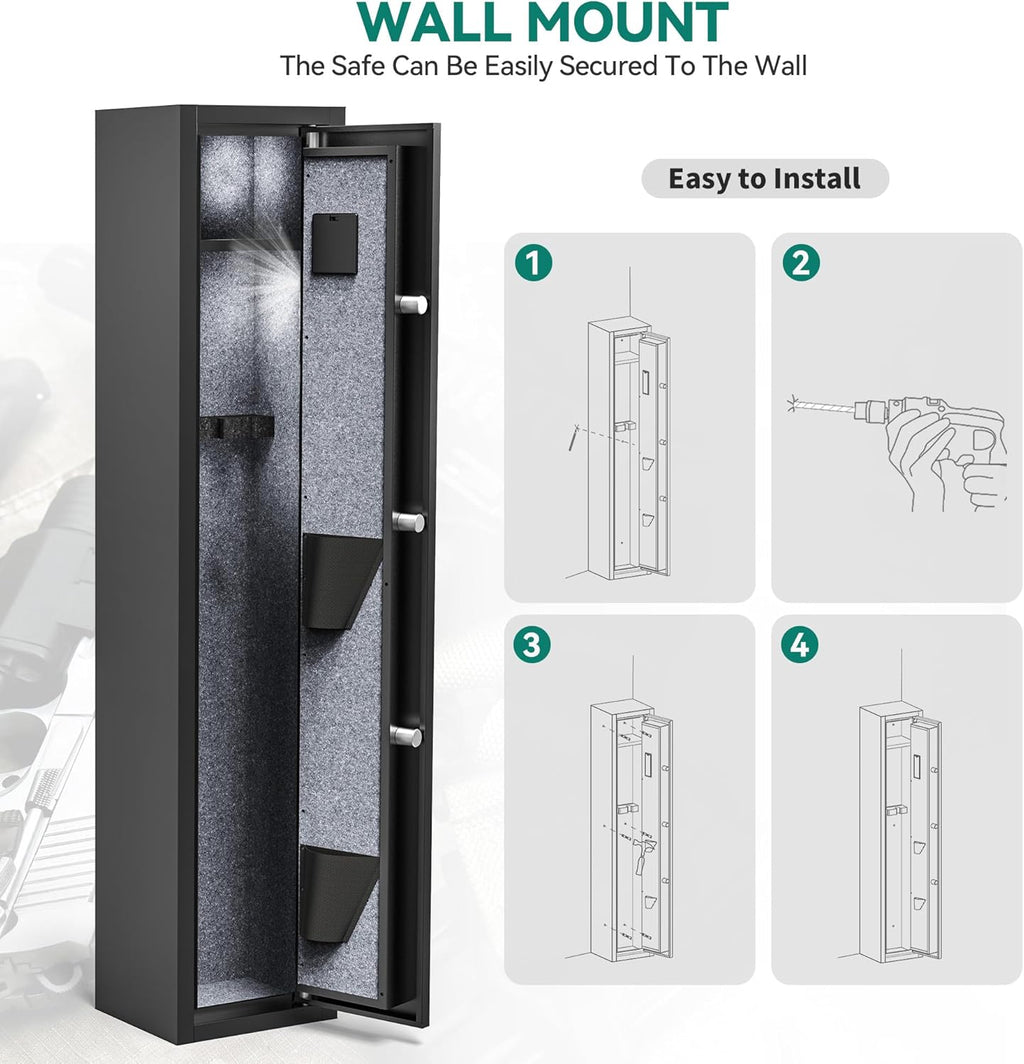 3-5 Rifle Gun Safe with Digital Keypad and Fireproof Bag U985