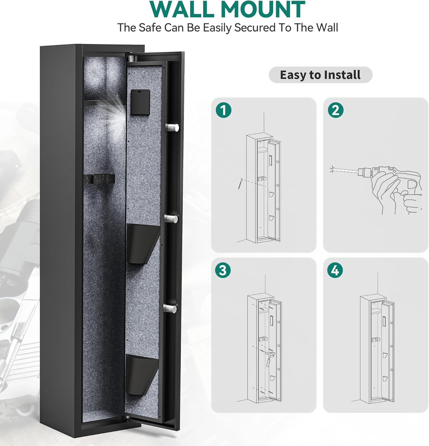3-5 Rifle Gun Safe with Digital Keypad and Fireproof Bag U985