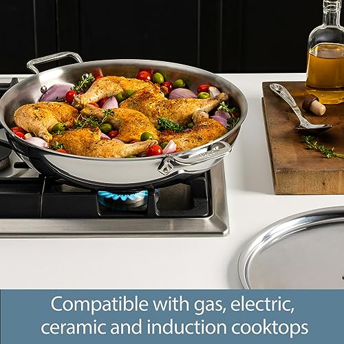 3-Ply Stainless Steel Large Frying Pan 7 Quart Y910