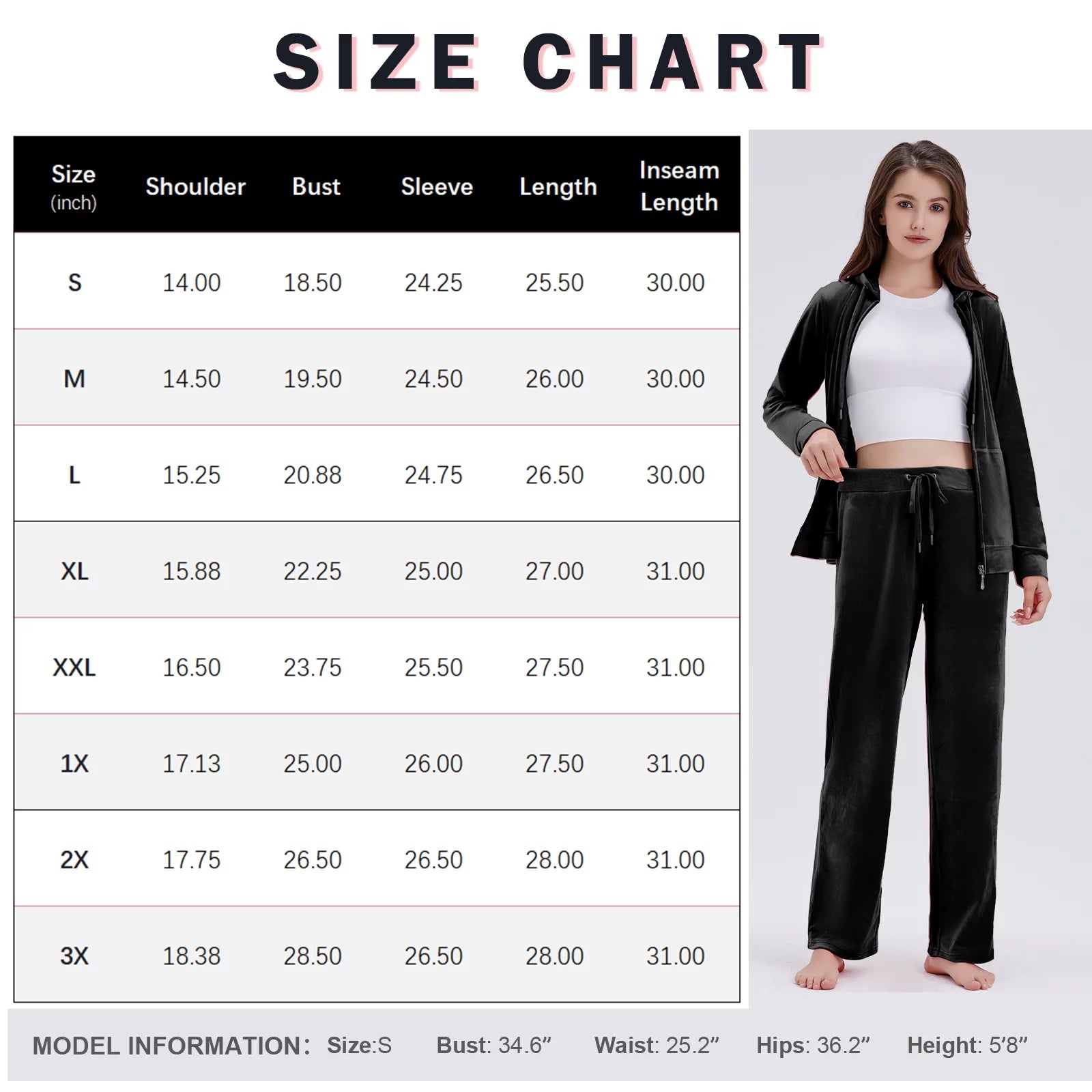 Black Velour 2 Piece Hoodie and Sweatpants Set F8710