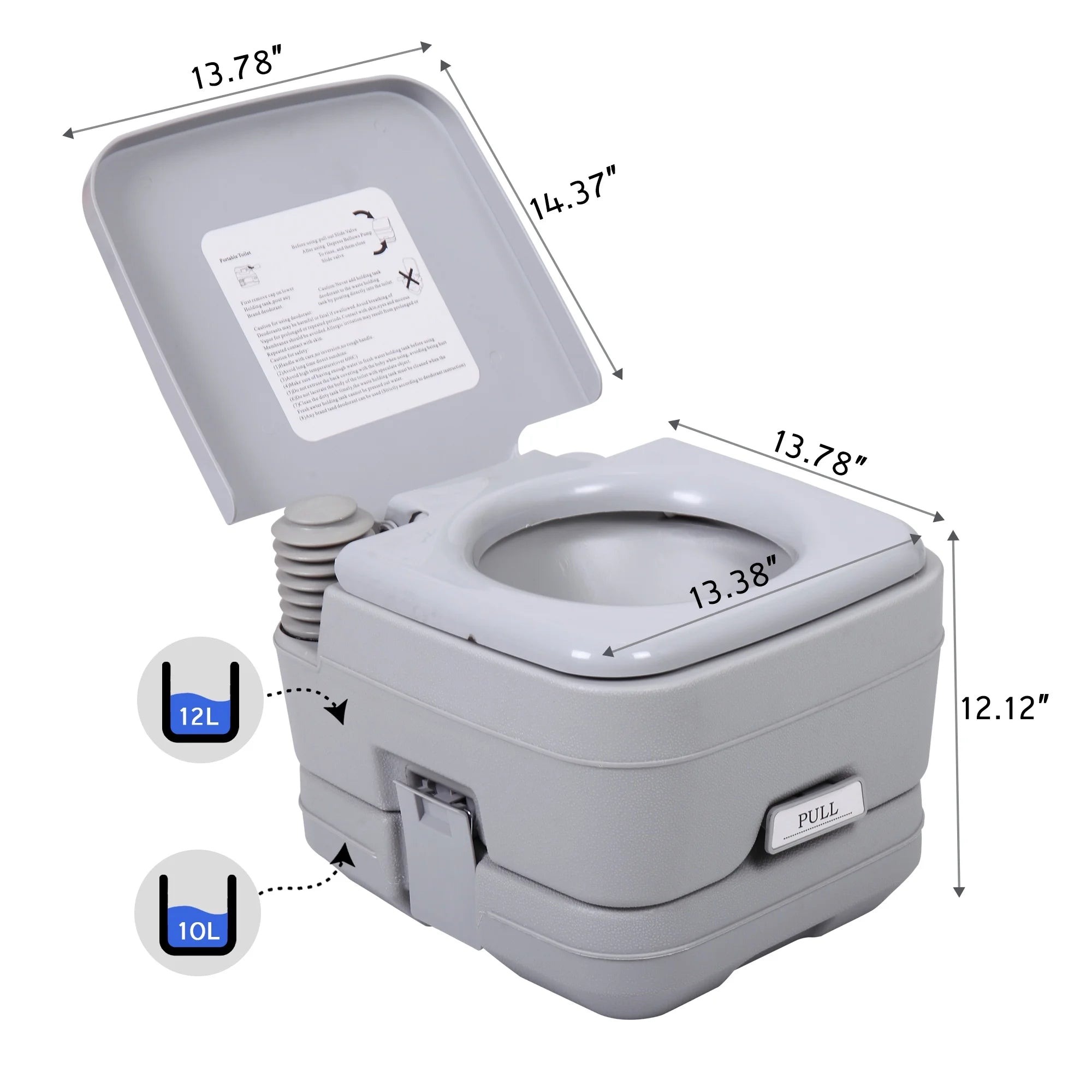 Lightweight 2.6 Gallon Flushable Camping Toilet G452