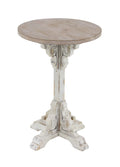 White Wood Accent Table with Brown Wood Top A12157