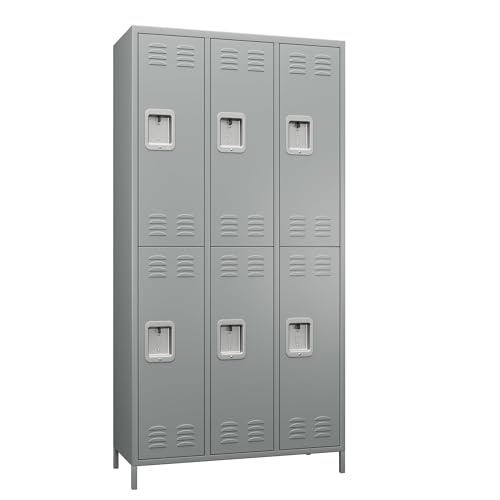6 Door Metal Storage Locker with 18 Hooks, Black & Dark Grey V5677