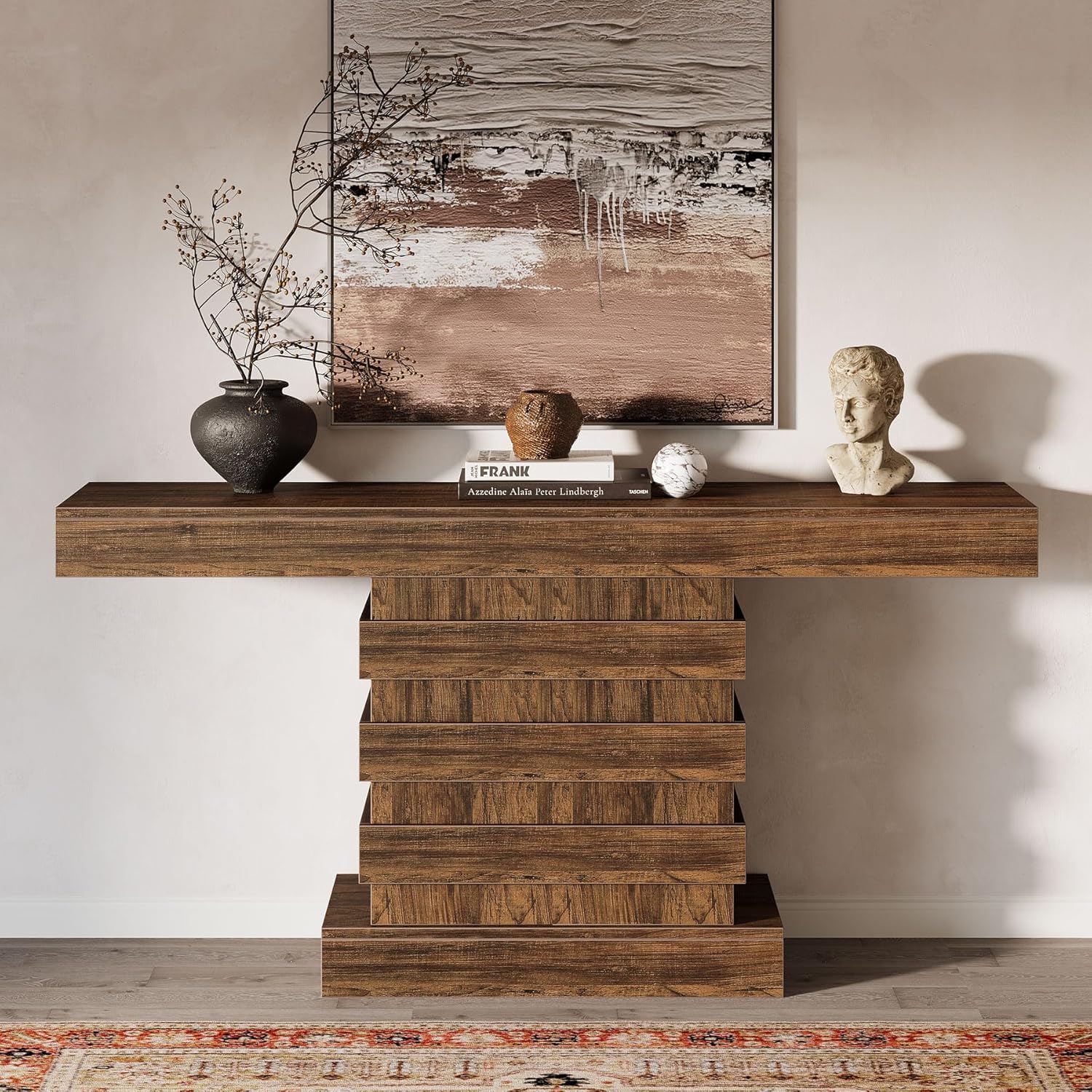 Rustic Brown 63-Inch Long Wooden Console Table T848537