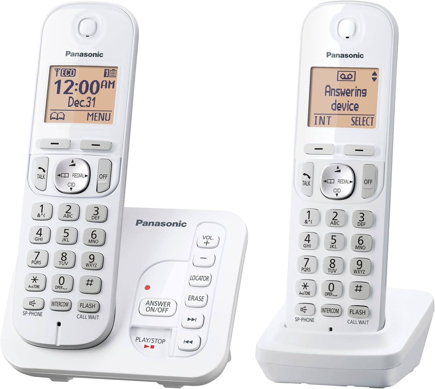 2 Handset Cordless Phone with Digital Answering System and Caller ID White DECT 6.0 O924157