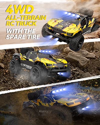 1:10 Large Remote Control Truck with Lights, 48 km/h 4x4 Off-Road Electric Vehicle with 2 Rechargeable Batteries K523