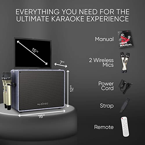 2 Wireless Microphones Bluetooth Portable PA Speaker System with 15" Touch Tablet F23417