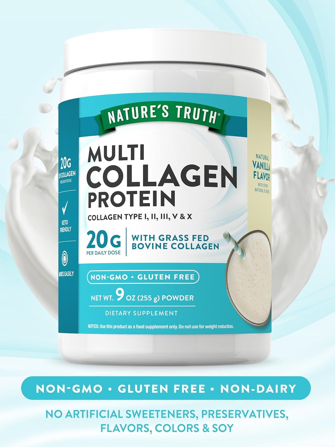 Natural Vanilla Multi Collagen Protein Powder, 9 oz A6904