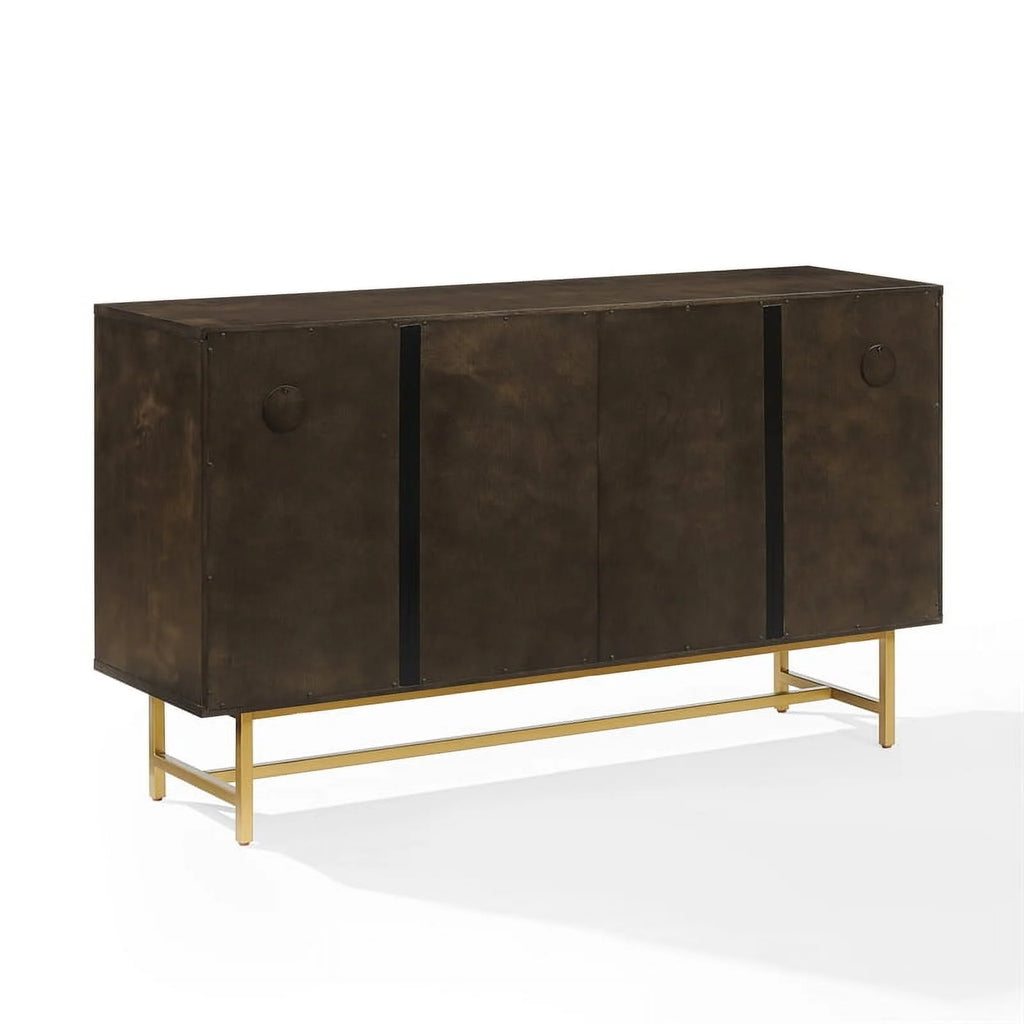 Dark Brown/Gold Wood/Steel Sideboard H51018