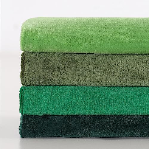 Set of 4 Velvet Decorative Throw Pillow Covers British Green 18 x 18 Inch F1852