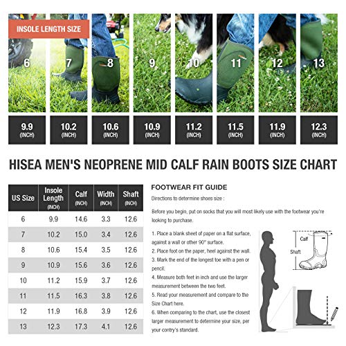Men's Rain Boots Neoprene Rubber Waterproof Insulated Mid Height Garden Shoes N503