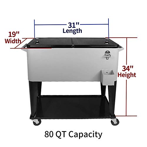 80 Quart Rolling Ice Chest on Wheels and Handle J213282