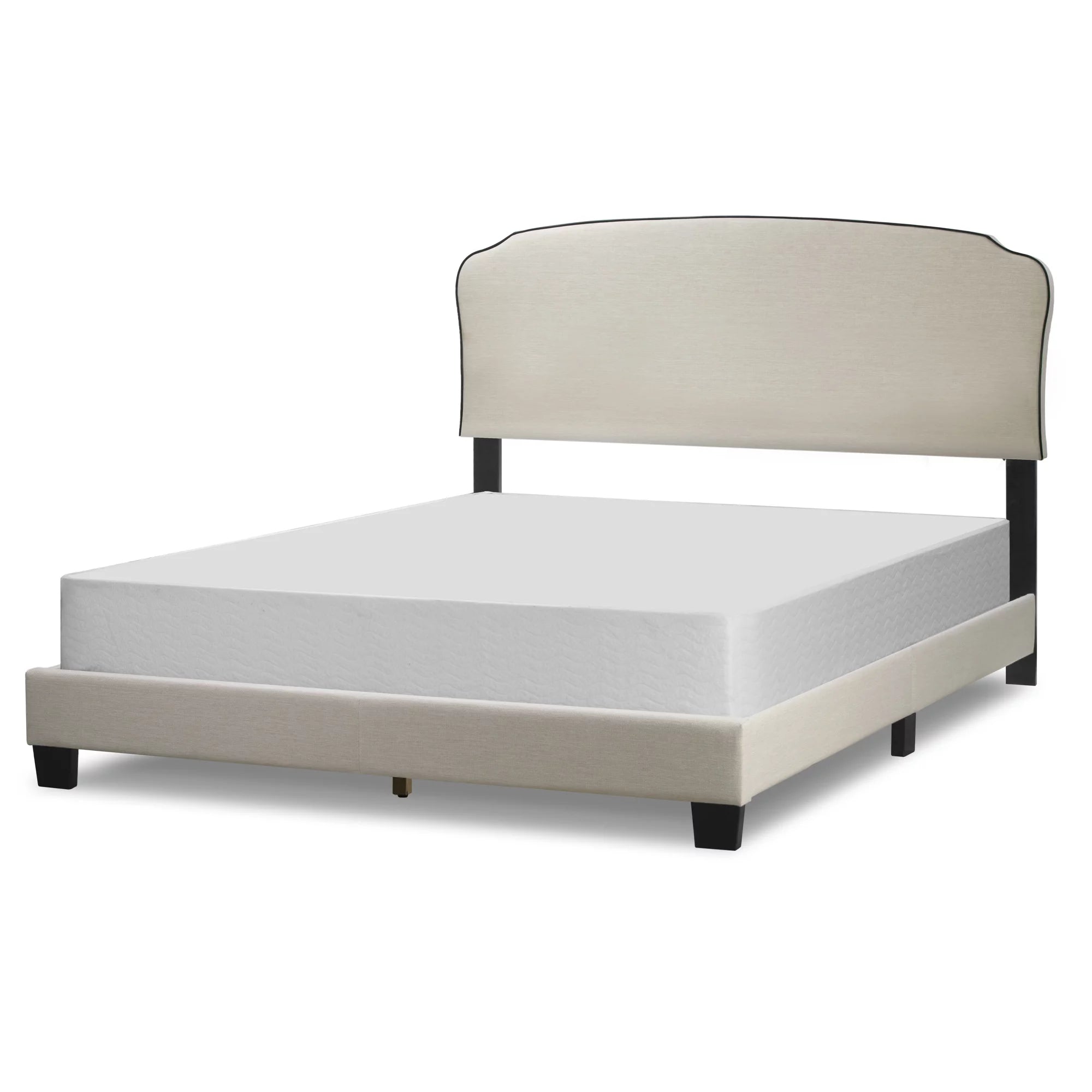 Beige Fabric Queen Bed W512
