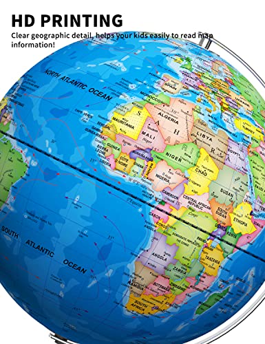 13" Illuminated World Globe with Stand and HD Printed Map I564053