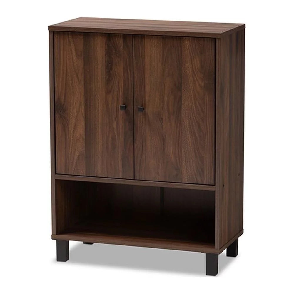 Walnut Brown 2-Door Wood Shoe Storage Cabinet T9121
