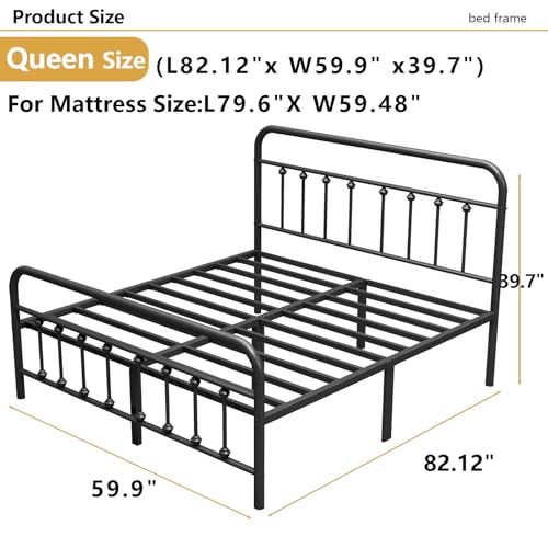Black Full Size Metal Bed Frame with Headboard R679