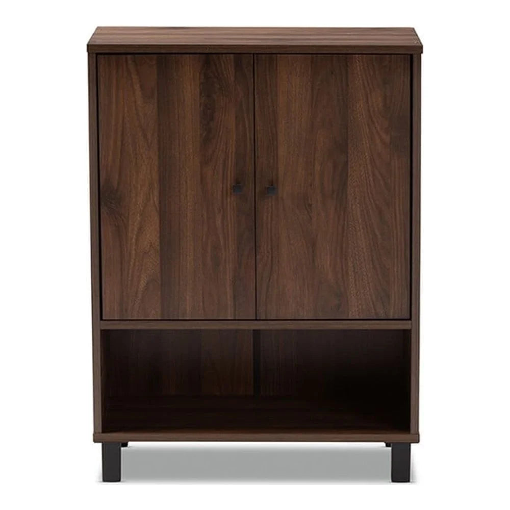 Walnut Brown 2-Door Wood Shoe Storage Cabinet T9121