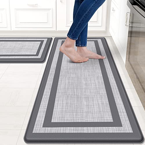2 PCS Black and Gray Anti-Fatigue Kitchen Mat W774954