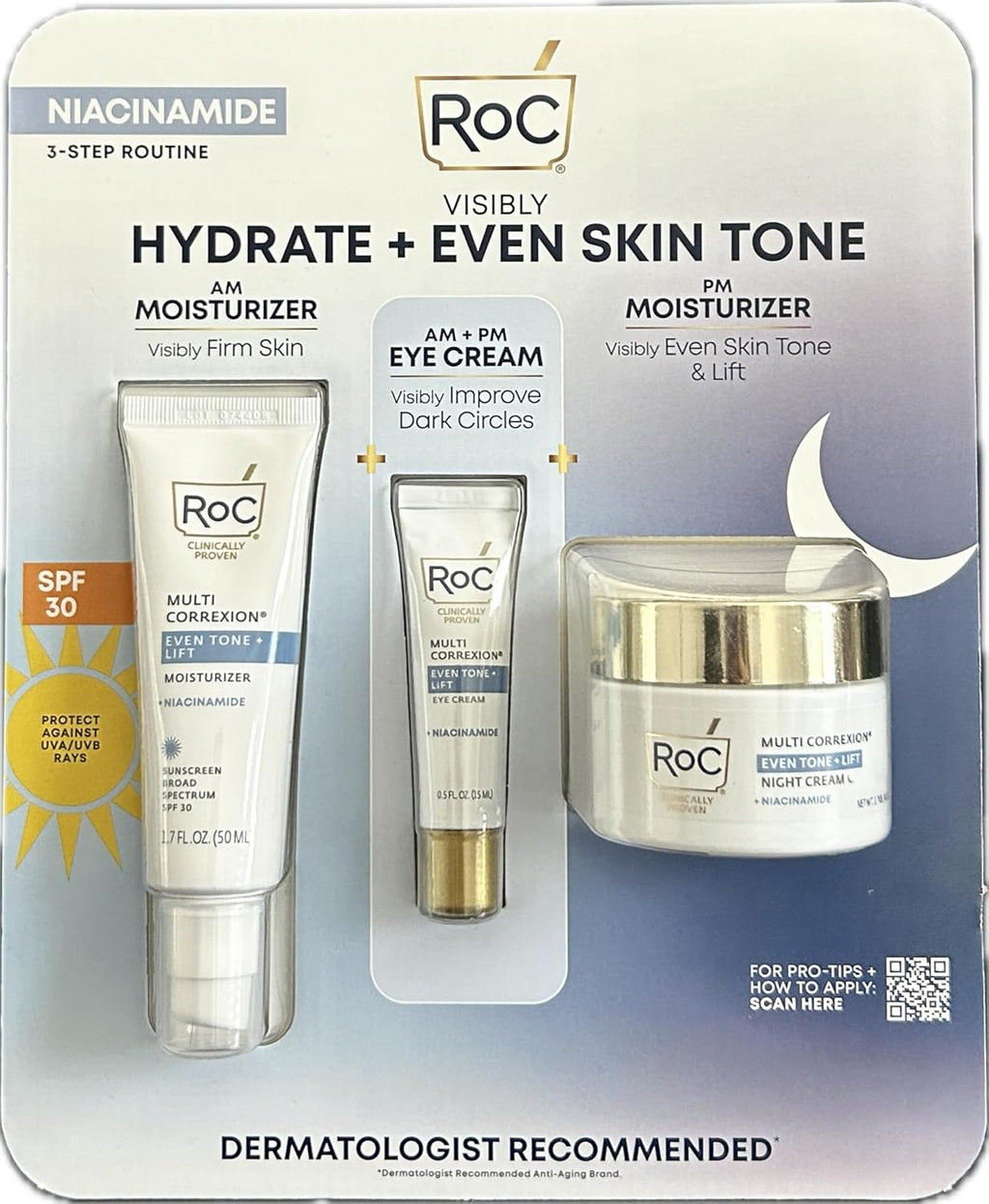 Daily Face Moisturizer with SPF 30 (1.7 oz) + Facial Night Cream with Niacinamide (1.7 oz) + Anti-aging Eye Cream (0.5 oz) H97516