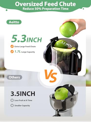 Black Masticating Juicer with 5.3" Wide Mouth 1.7L Capacity Q79908