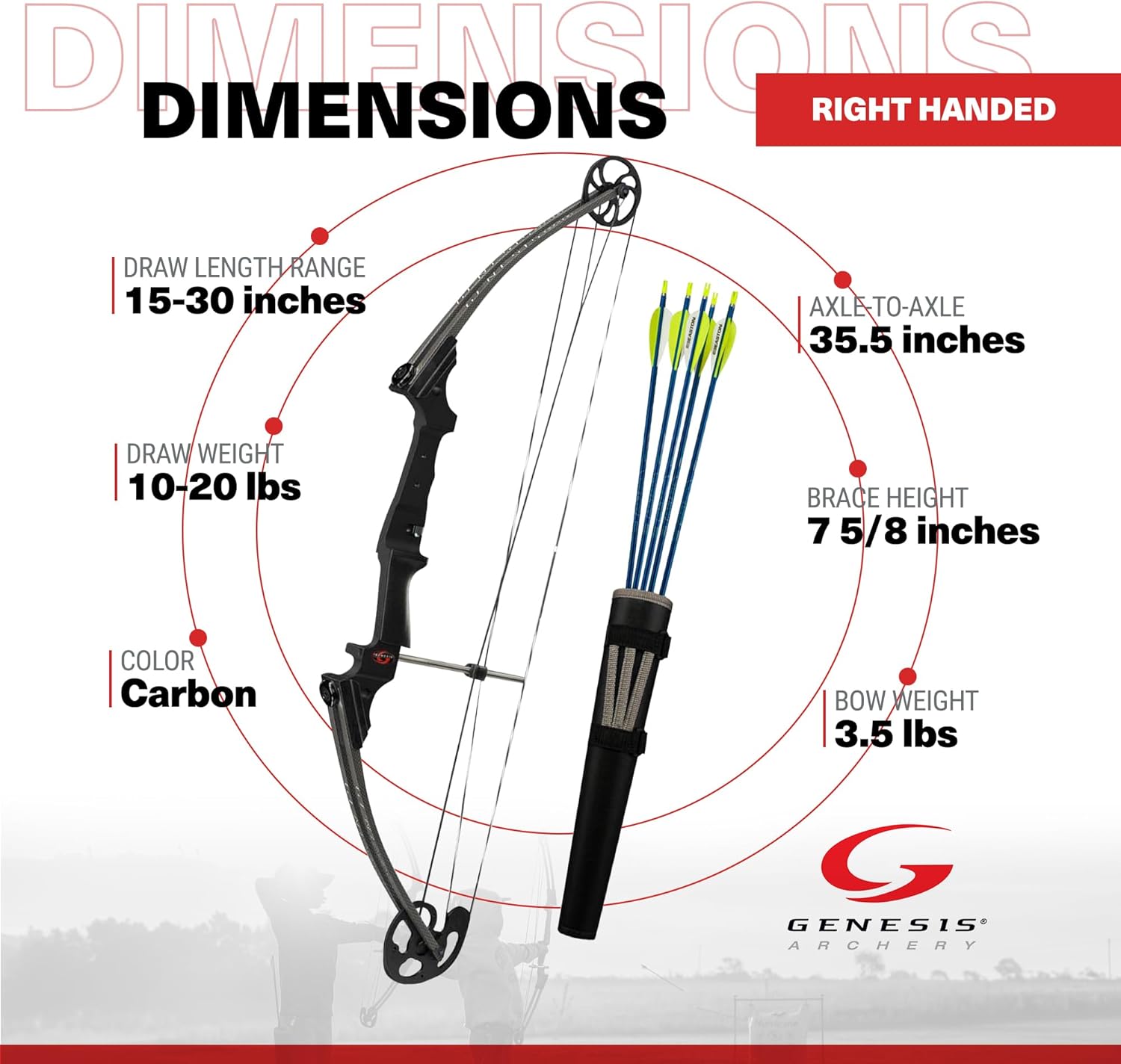 Lightweight Right Handed Compound Bow with Adjustable Draw Weight and Draw Length D332