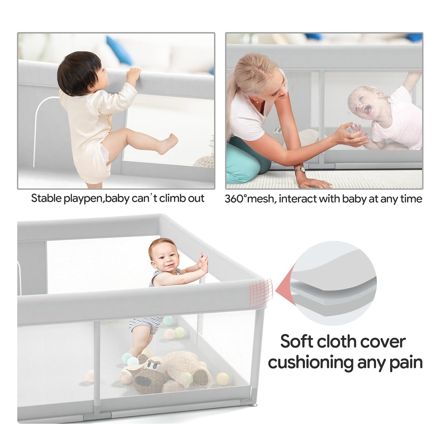 47x47inch Baby Playpen with Safety Non-Slip W795