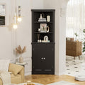 Corner Cabinet with 2 Barn Doors and 3 Shelves Freestanding Storage Cabinet (Espresso) M8060