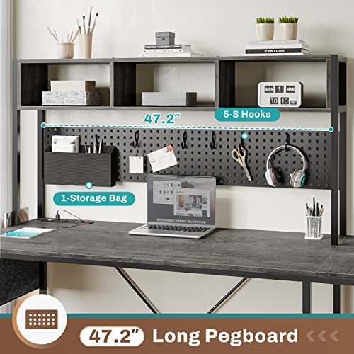 Black L Shaped Gaming Desk with Power Outlet and Pegboard U905