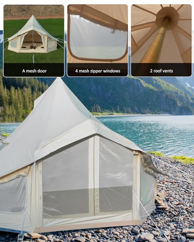 4 Seasons Canvas Bell Tent with 2 Stove Jack L5102
