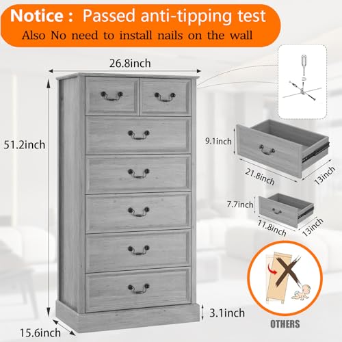 7 Drawers Wood Dresser Chest of Drawers T920062