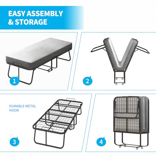Twin Size Folding Bed with 4" Foam Mattress F7664