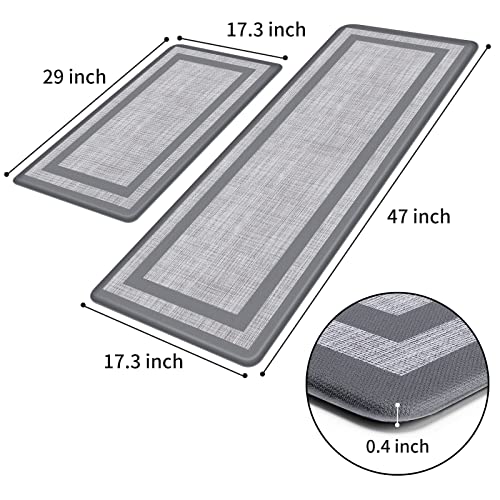 2 PCS Black and Gray Anti-Fatigue Kitchen Mat W774954