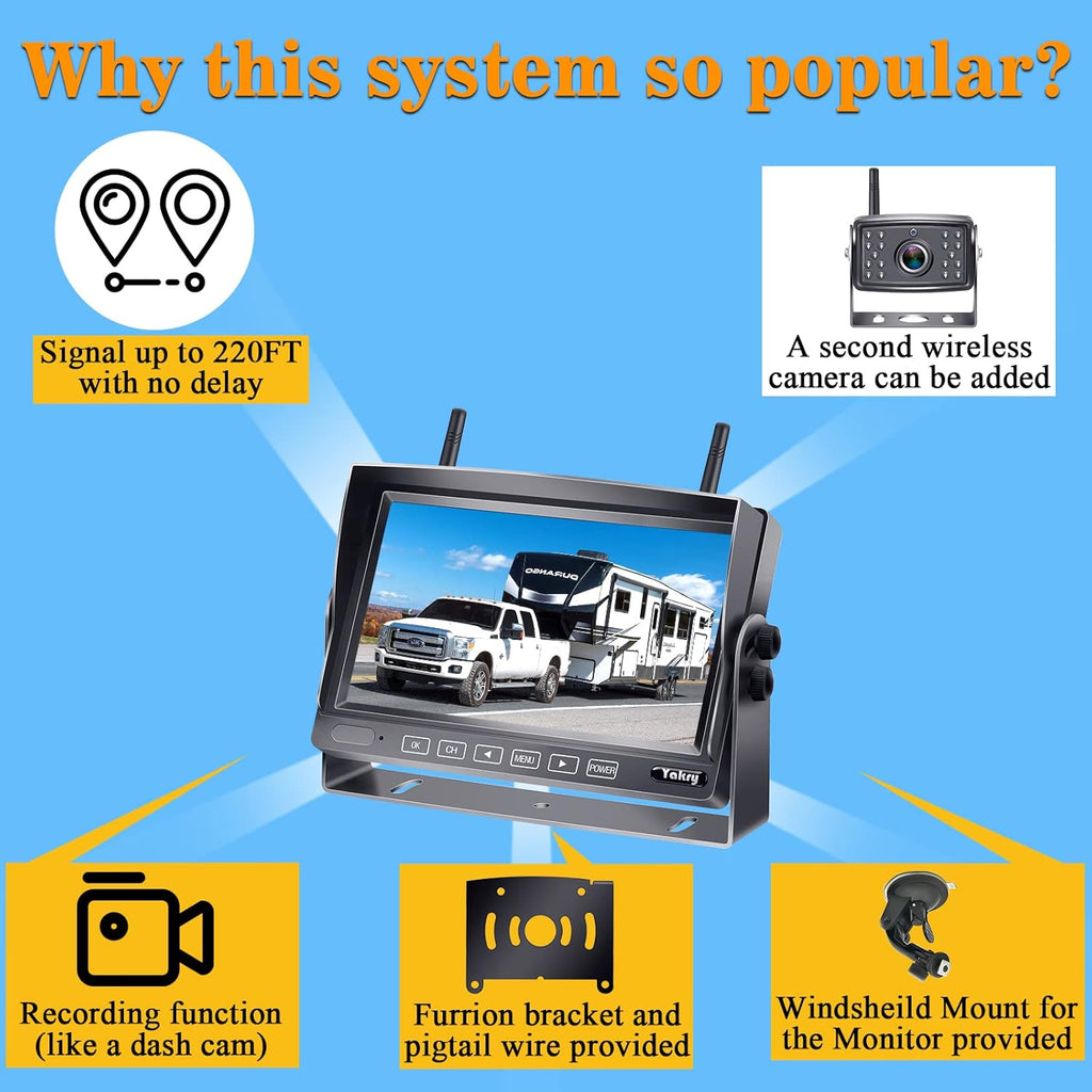 HD 1080P 7 Inch Monitor Wireless Backup Camera System K419477