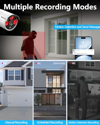 2K 3.0MP Wireless Security Camera System with 2TB Hard Drive, 4Pcs Outdoor WiFi Security Cameras Q869208